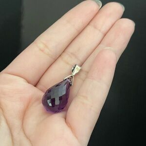 Sterling silver faceted amethyst pendant
